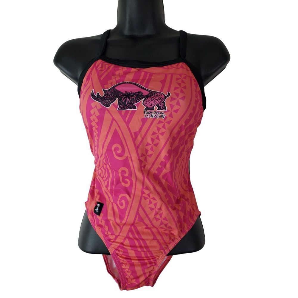 Baby‎ Rhino Women's Triathlon Pink Swimsuit One Piece Size 32 Medium GUC